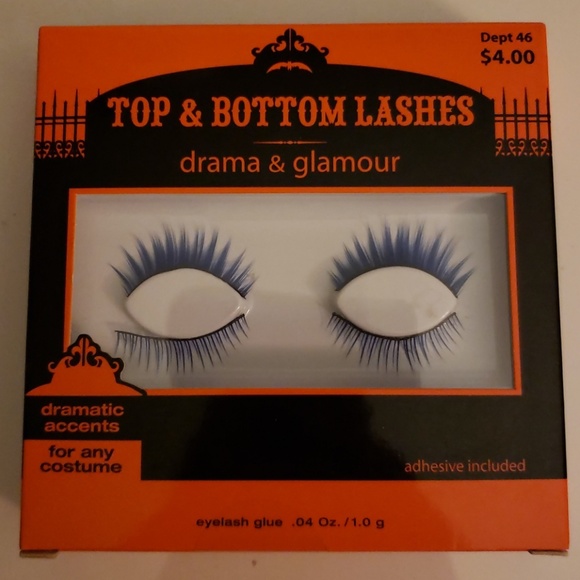 Halloween Eyelashes (Blue & Black top/bottom) - Picture 1 of 2